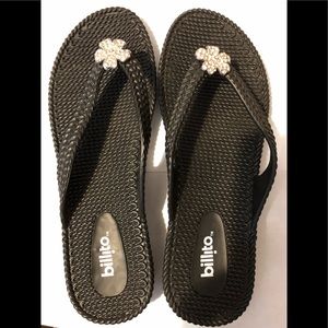 ❤️NEW TEXTURED BLING BLACK SANDALS Size 9-10